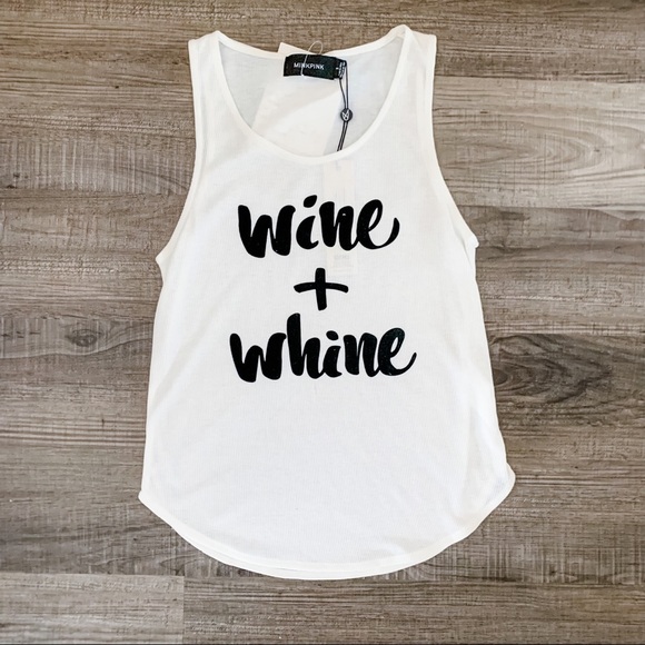 NWT MINKPINK Wine + Whine Graphic Tank White Small - Picture 2 of 6